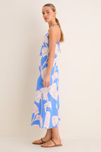 Blue and Ivory Ilana Midi Dress