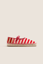 Red Caramel Rugby Stripe Clover Flats