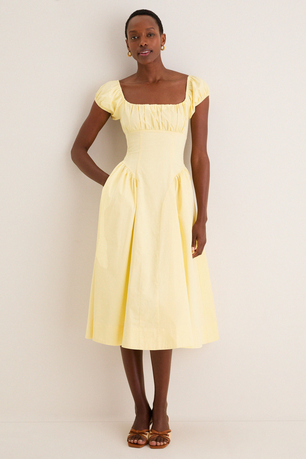 Yellow Adilene Midi Dress