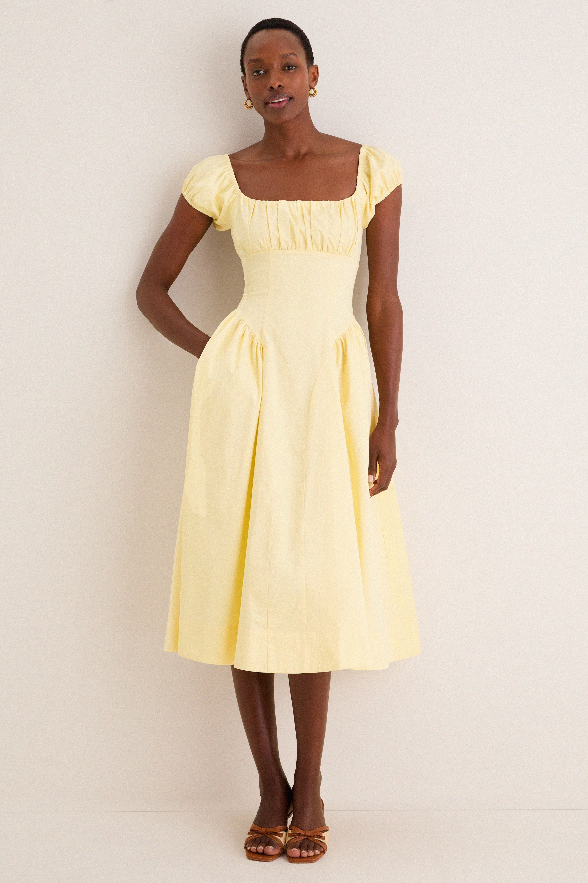 Yellow Adilene Midi Dress