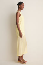 Pale Yellow Bonotto Crepe and Silk Chiffon Dress
