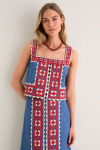 Multi Stina Chambray Sleeveless Top