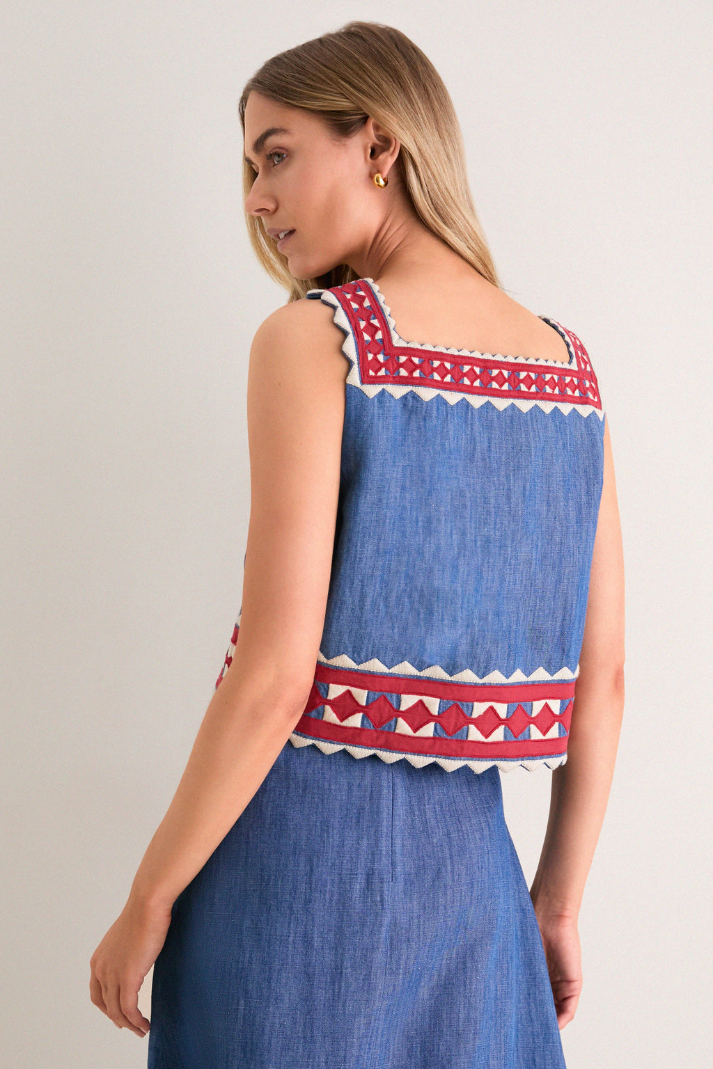 Multi Stina Chambray Sleeveless Top