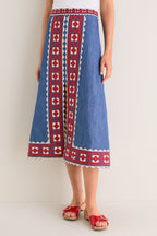 Multi Stina Chambray Midi Skirt