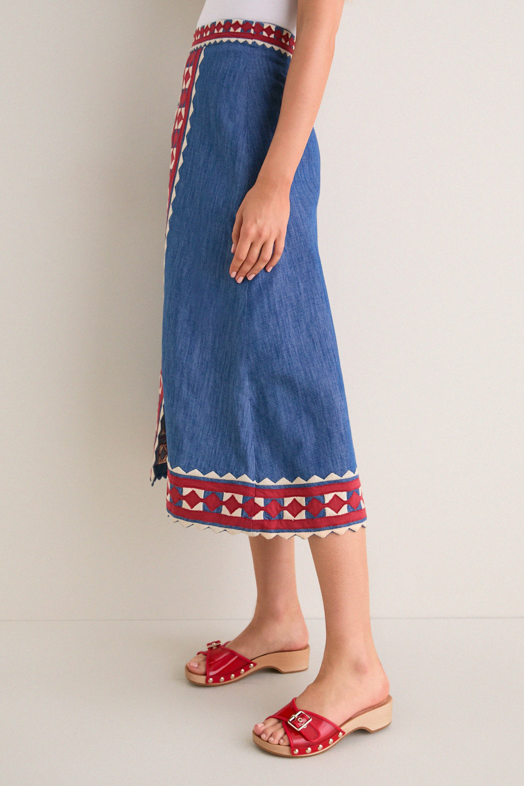 Multi Stina Chambray Midi Skirt