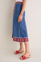 Multi Stina Chambray Midi Skirt