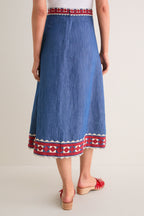 Multi Stina Chambray Midi Skirt