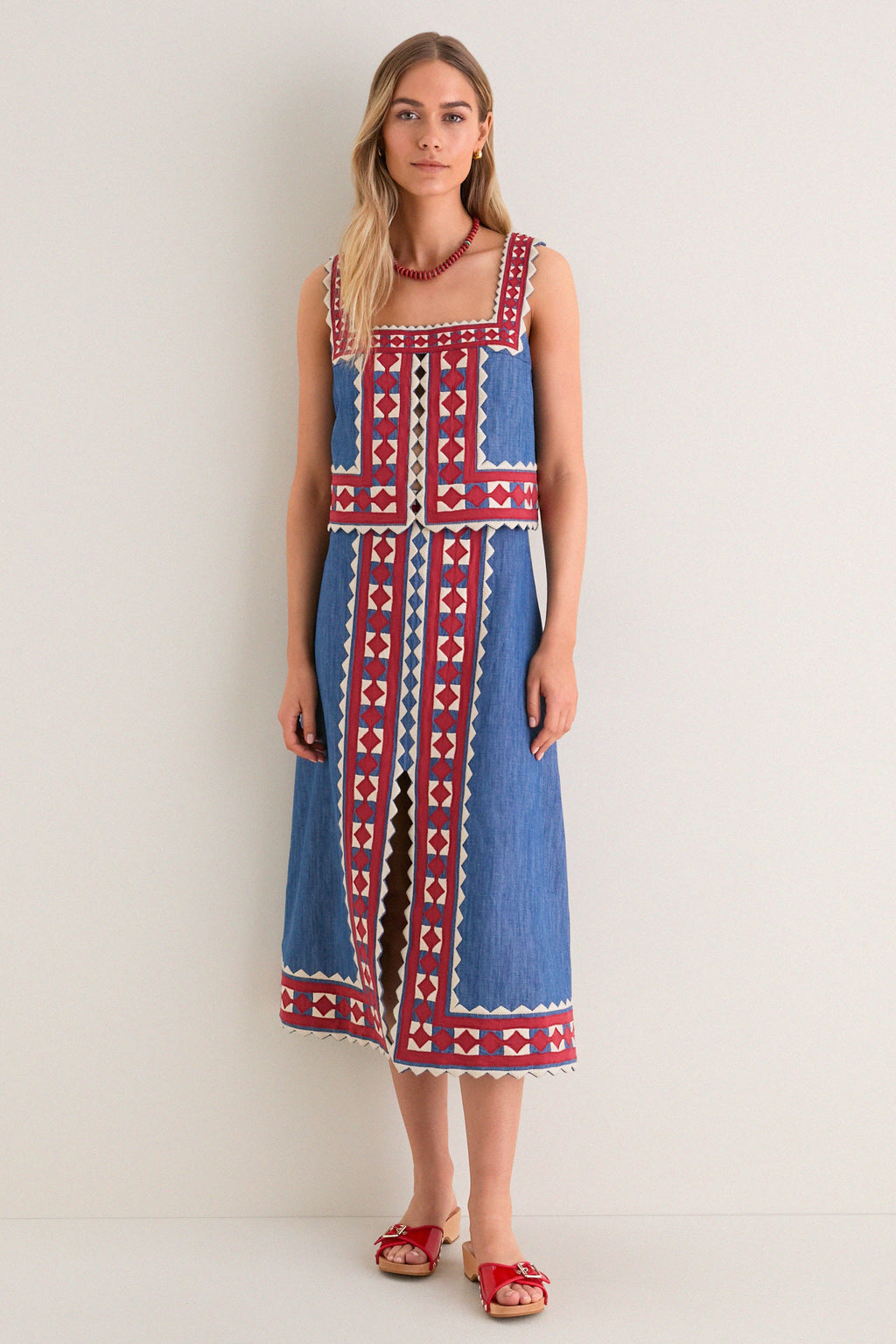 Multi Stina Chambray Midi Skirt