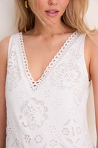 White Gardener Embroidery Maxi Dress