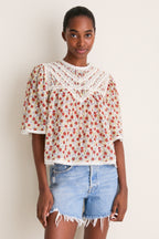 Multi Viera Print Short Sleeve Blouse