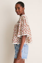 Multi Viera Print Short Sleeve Blouse