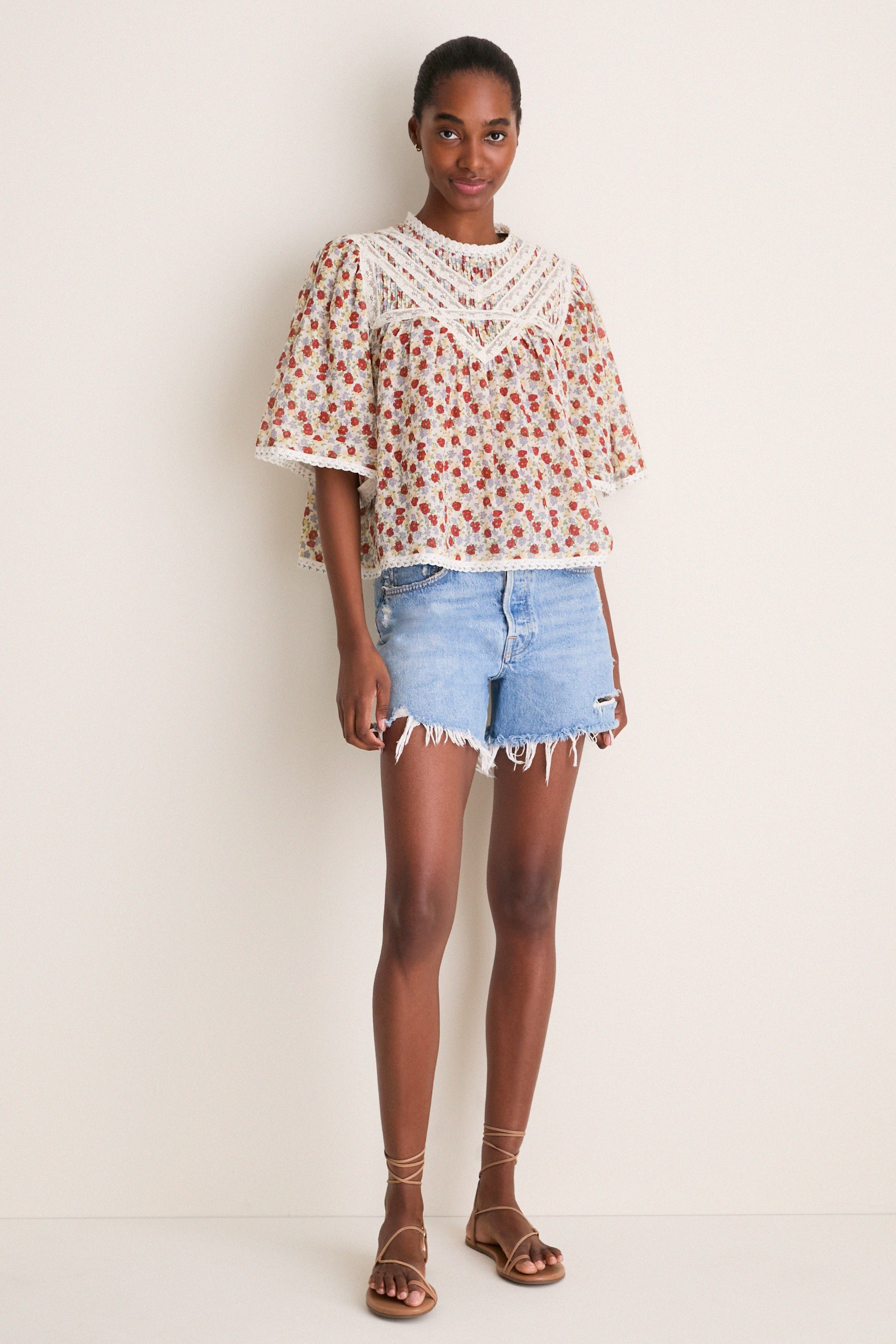 Multi Viera Print Short Sleeve Blouse
