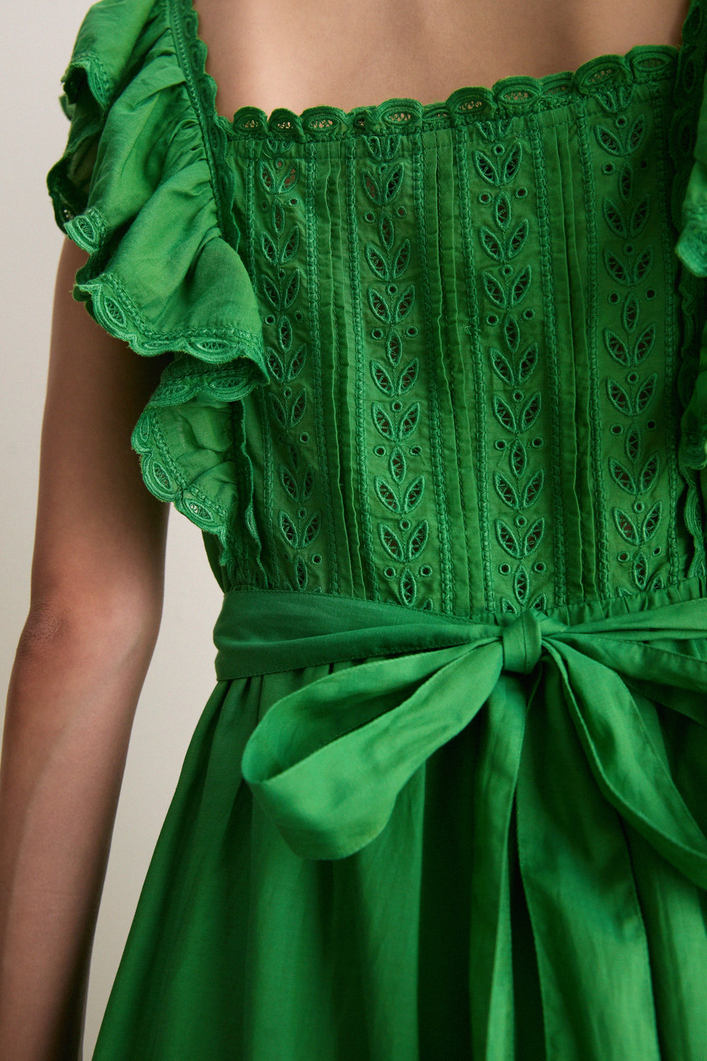 Green Eliza Solid Sleeveless Midi Dress