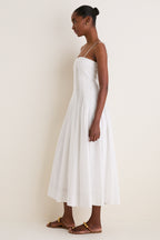 Off White Pleated Front Detail Midi Dress