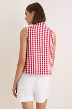 Apple Red Gingham Sleeveless Celeste Top