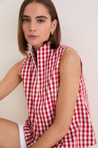 Apple Red Gingham Sleeveless Celeste Top