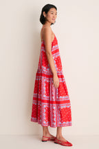 Red Sailboat Bandana Drop Waist Dress