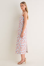 Red Bougainvillea Long Slip Dress