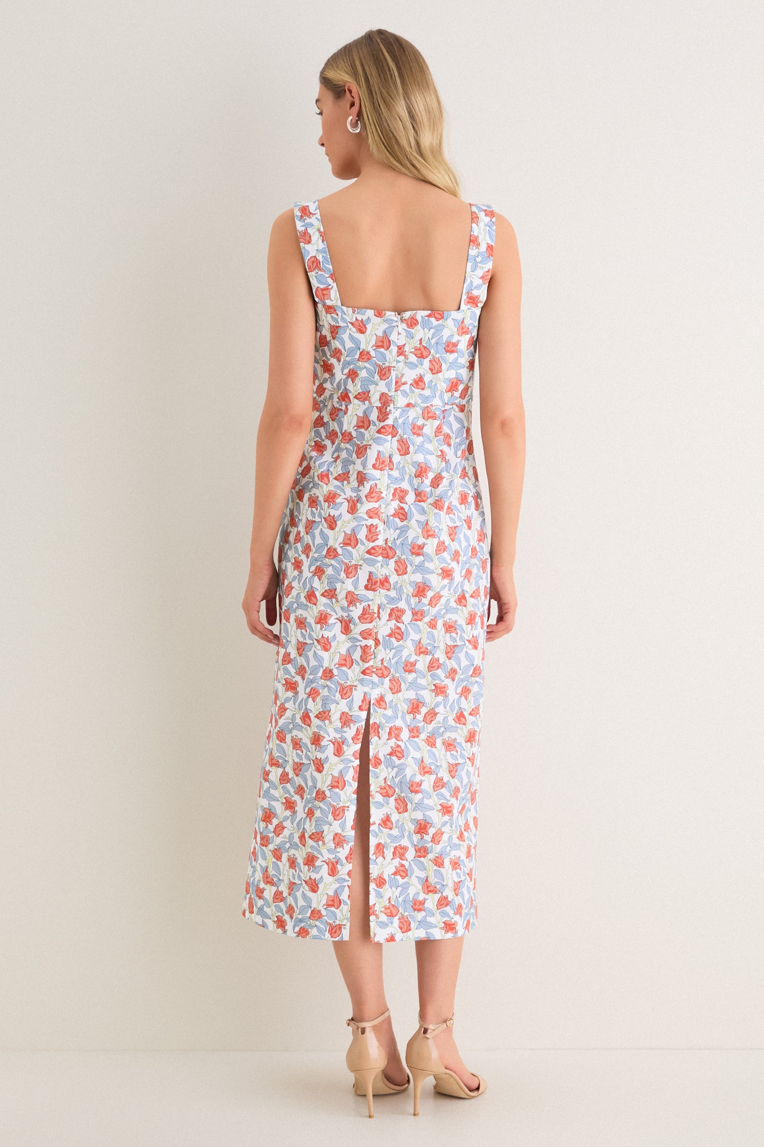 Red Bougainvillea Long Slip Dress