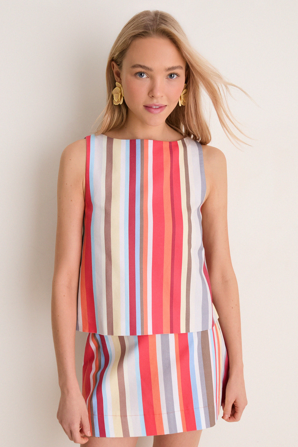 Vibrant Stripe Boatneck Top