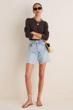 Espresso Ribbed Long Sleeve Sally Tee