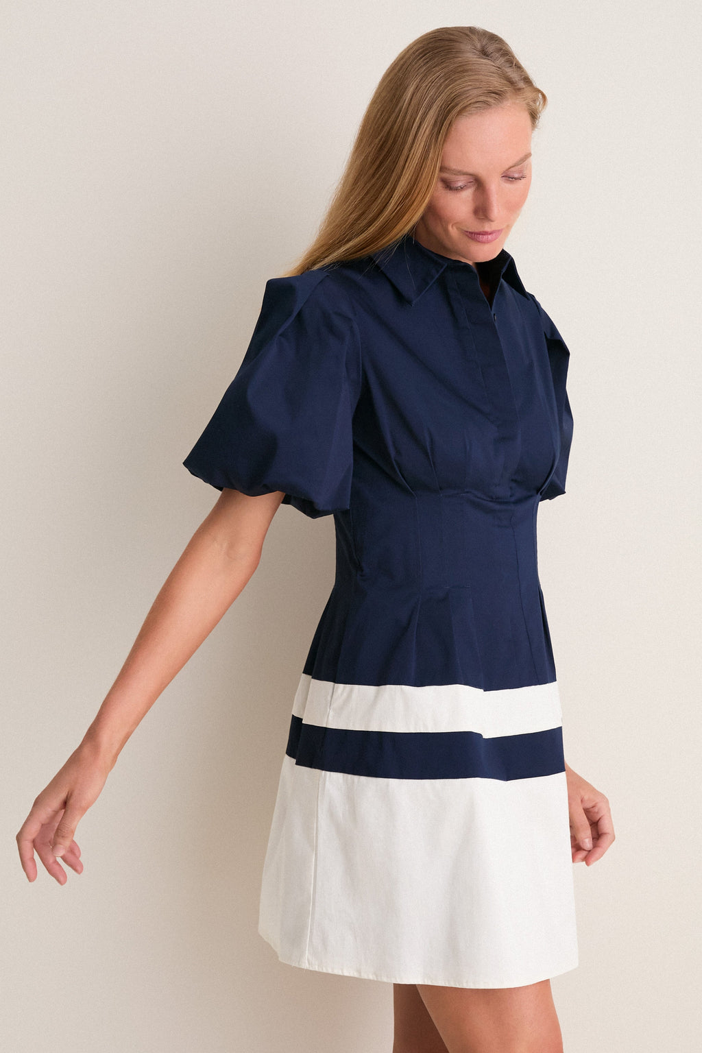 Navy and White Stripe Mini Delaney Dress
