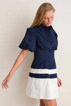 Navy and White Stripe Mini Delaney Dress