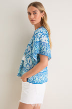 Turquoise Floral Angel Top