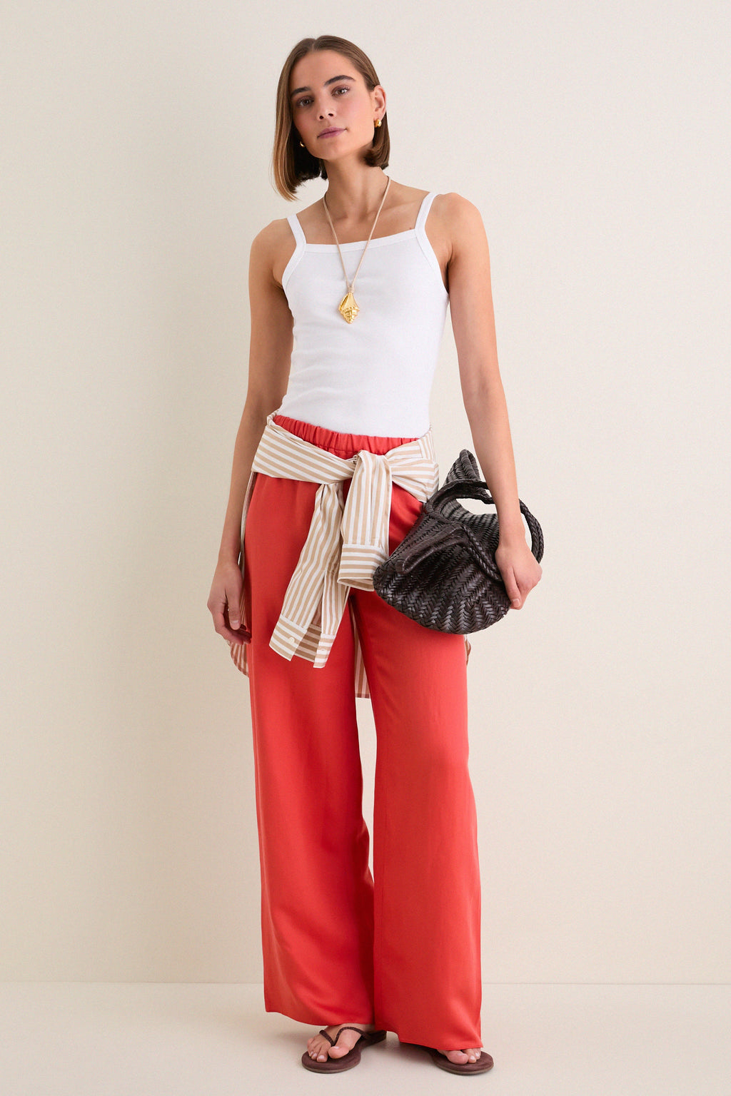 White Nando Square Neck Tank