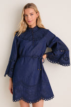 Ink Mahon Broderie Denim Mini Dress