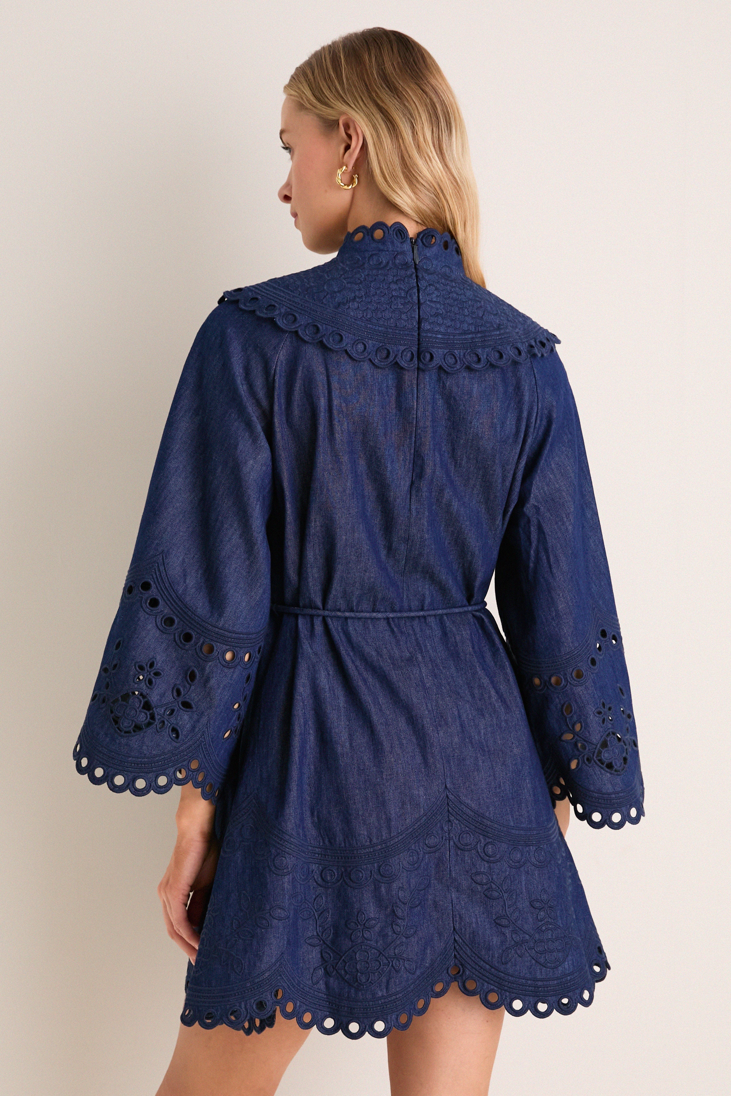 Ink Mahon Broderie Denim Mini Dress
