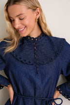 Ink Mahon Broderie Denim Mini Dress