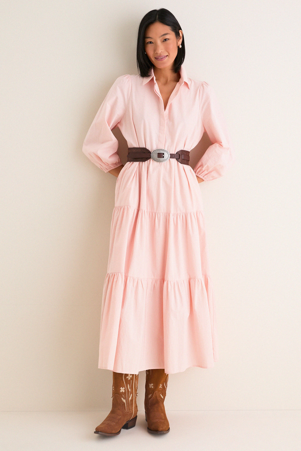 Blush Pink Cotton Mabel Maxi Dress