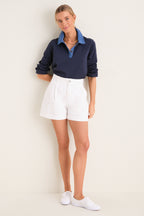 Denim Collar Carlyn Long Sleeve Polo