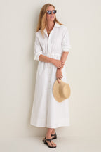 White Cotton Poplin Julien Shirt Dress