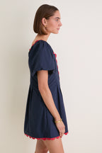 Navy and Red Ric Rac Daley Mini Dress