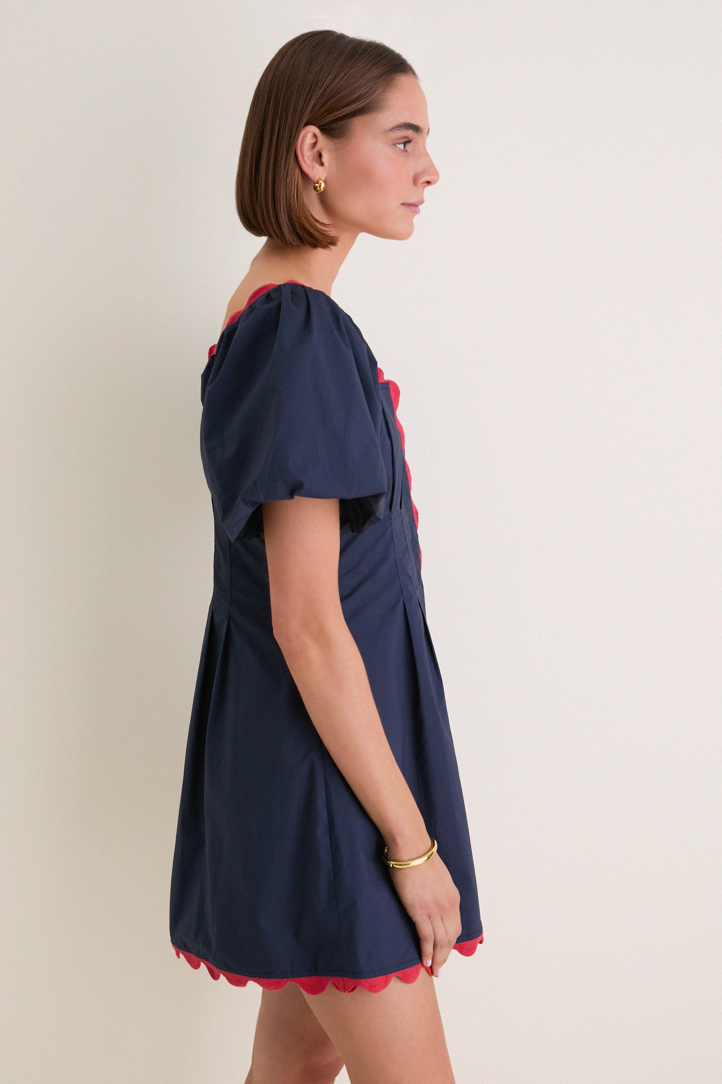 Navy and Red Ric Rac Daley Mini Dress