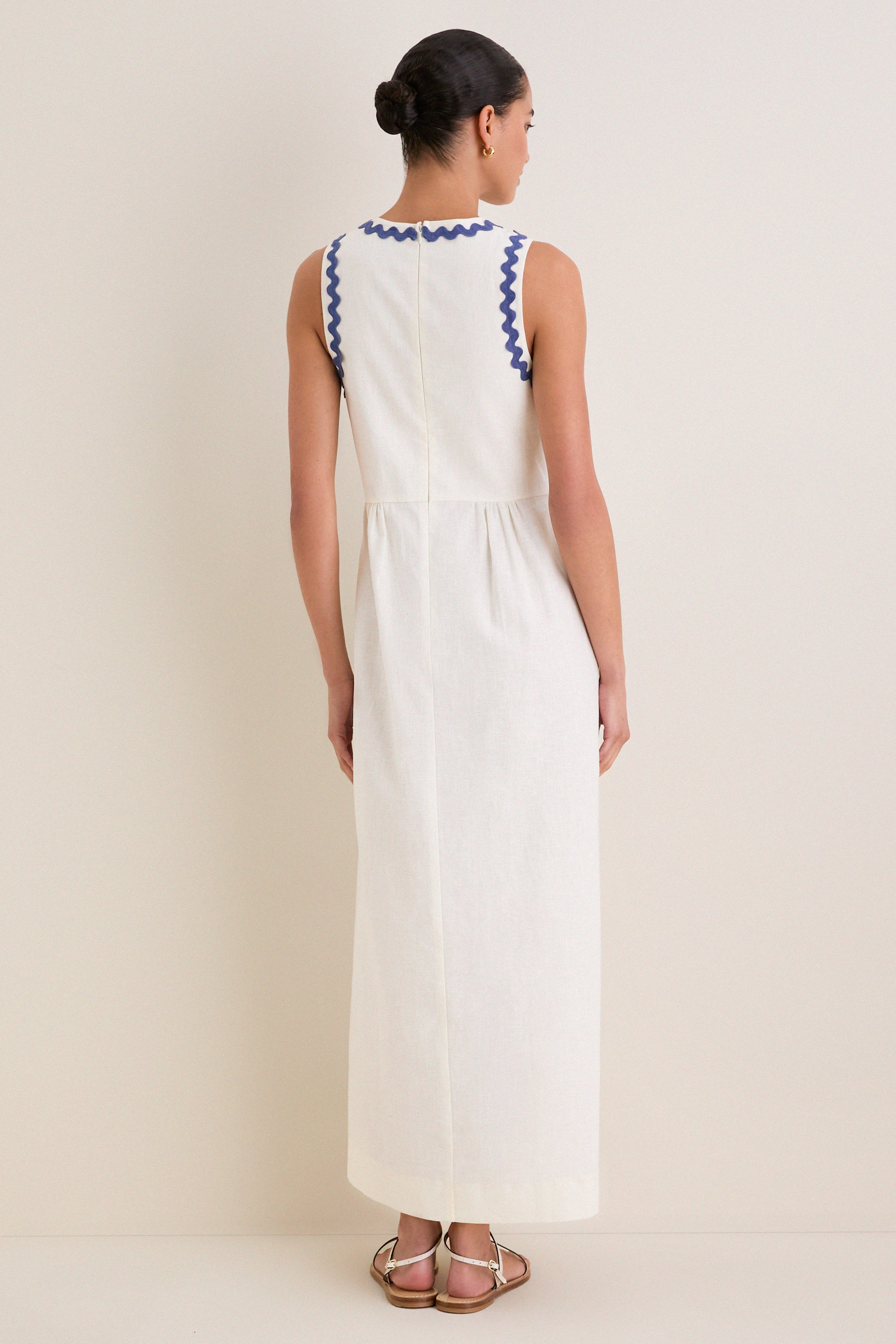 White Ric Rac Tie Brocks Dress