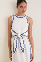 White Ric Rac Tie Brocks Dress