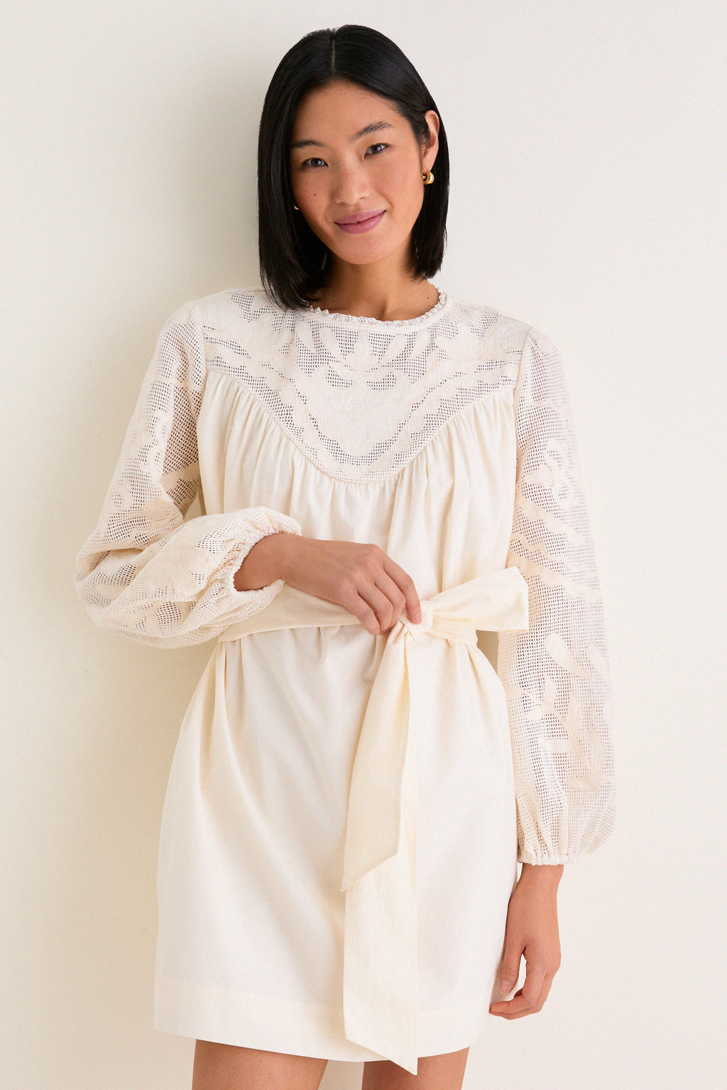 Ivory Patchwork Embroidered Cressida Mini Dress