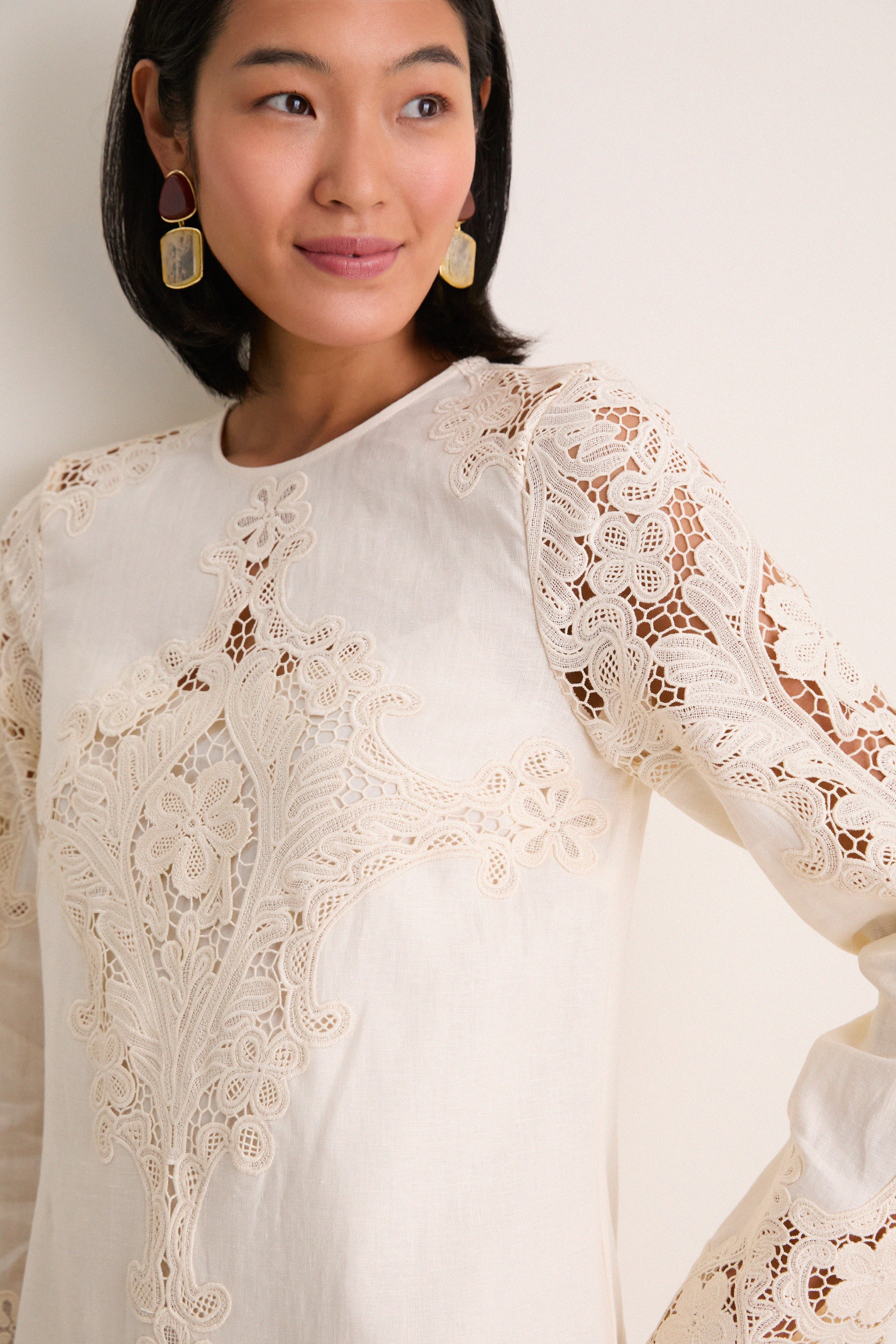 Ivory Camie Linen Mini Dress