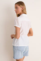 White Cotton Silk Bradley Blouse