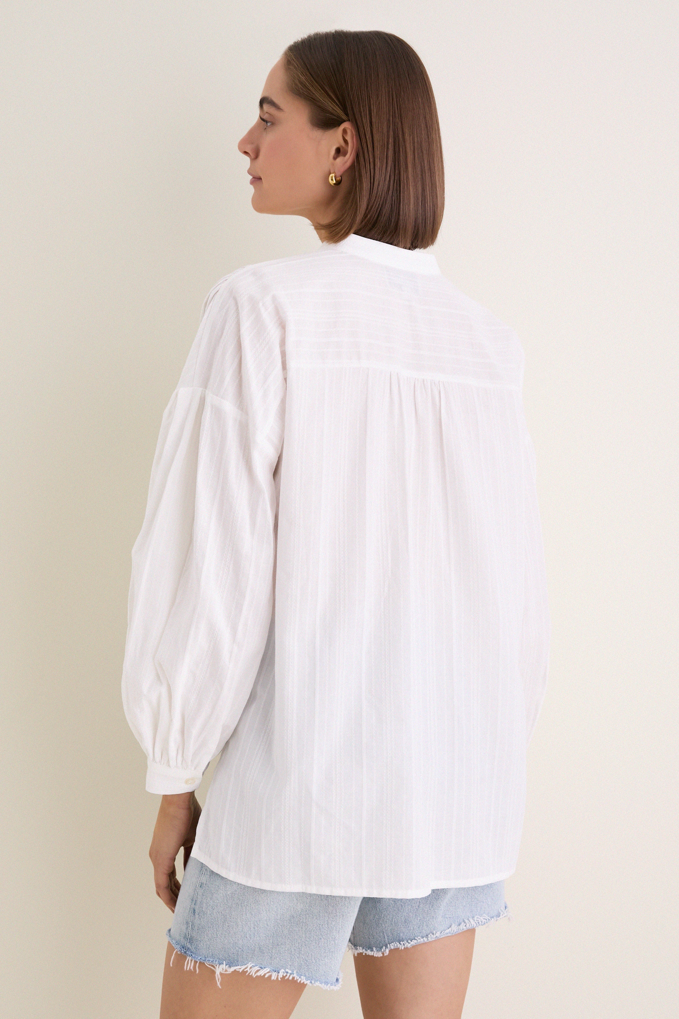 White Shadow Stripe Juliette Button Down