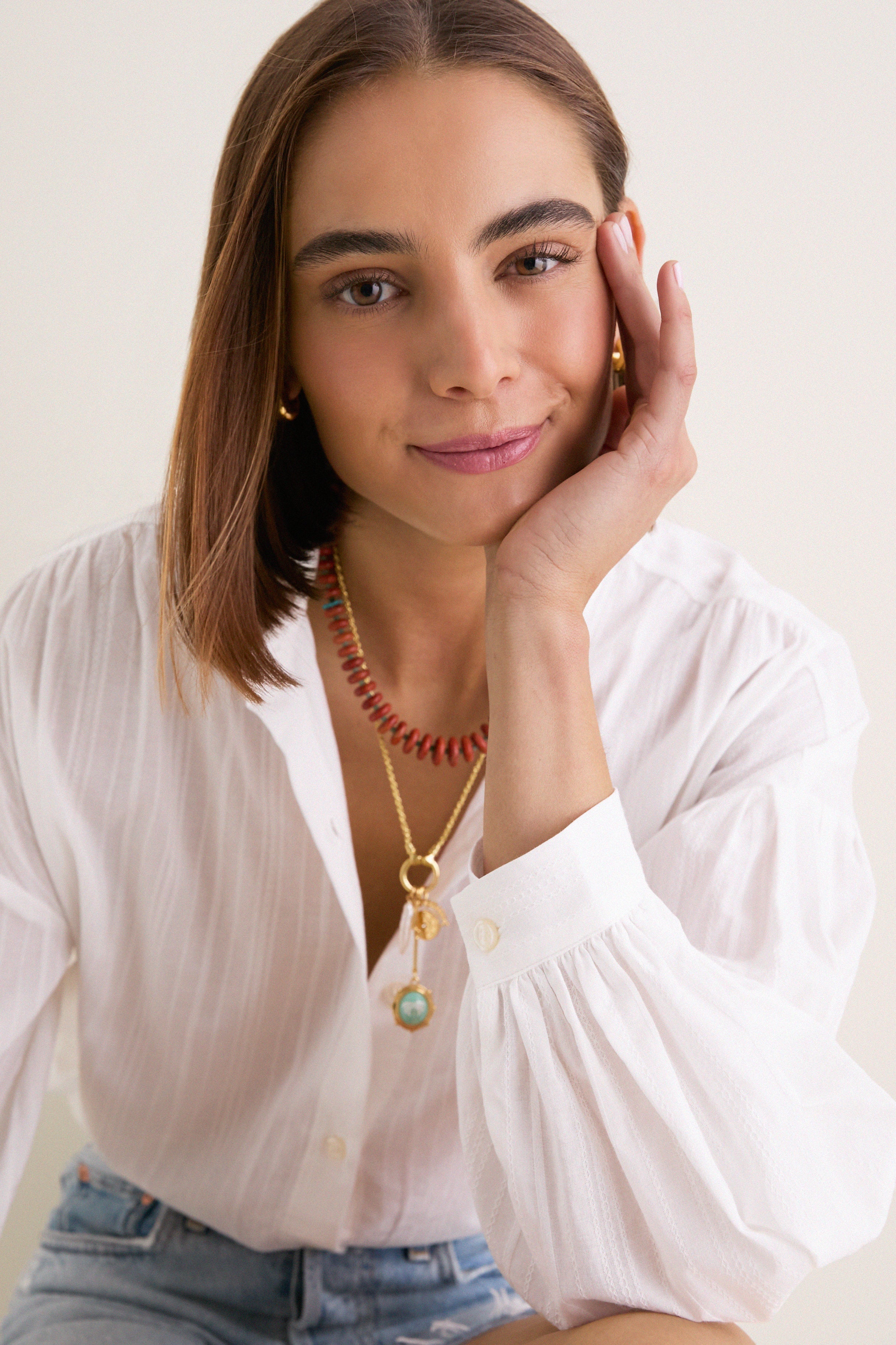 White Shadow Stripe Juliette Button Down