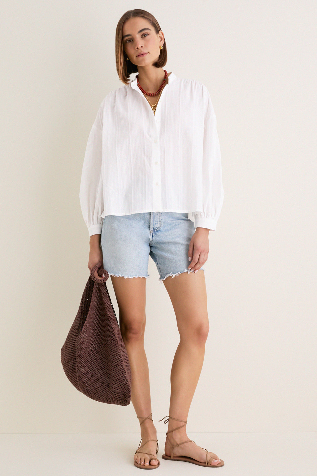 White Shadow Stripe Juliette Button Down