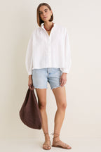 White Shadow Stripe Juliette Button Down