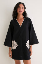 Black & Tan Seashell Oceana Mini Dress