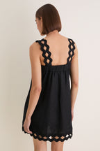Black Ric Rac Linen Ellis Mini Dress
