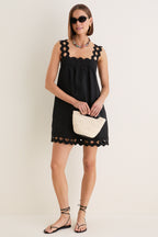 Black Ric Rac Linen Ellis Mini Dress