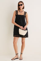 Black Ric Rac Linen Ellis Mini Dress